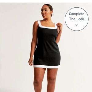 Abercrombie Black Linen-Blend Wide Strap Mini Dress